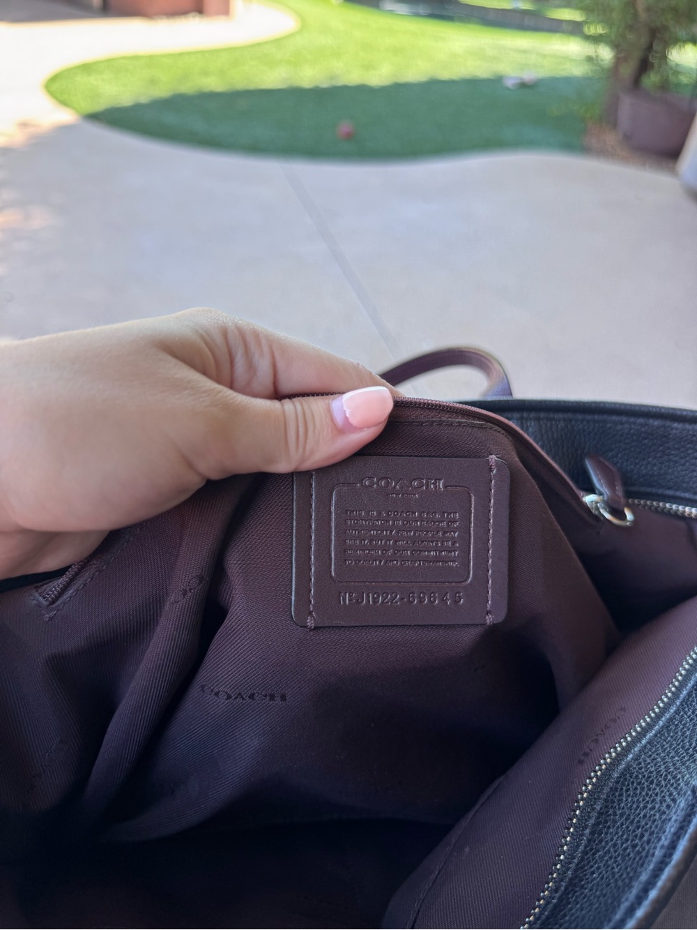 Coach Gray and Black Canvas Stripe Tote with Leather Handles - Picture 4 of 6